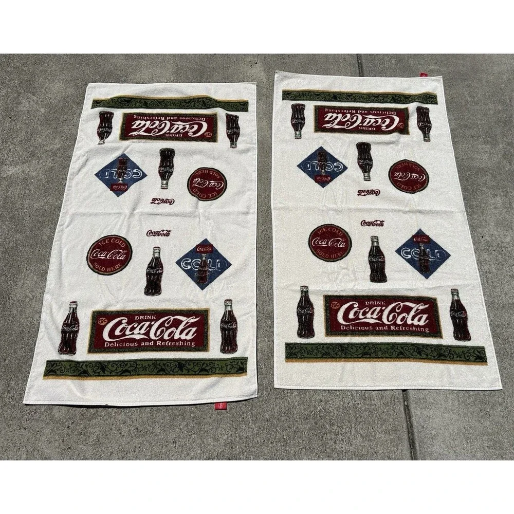Vintage Coca-Cola Bath Towel Set 4 Pc Vintage Coke Bottle Logo Towels Washcloth